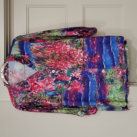 John Mark Abstract Artsy Colorful Boho Button Down Size Small - Picture 1 of 11